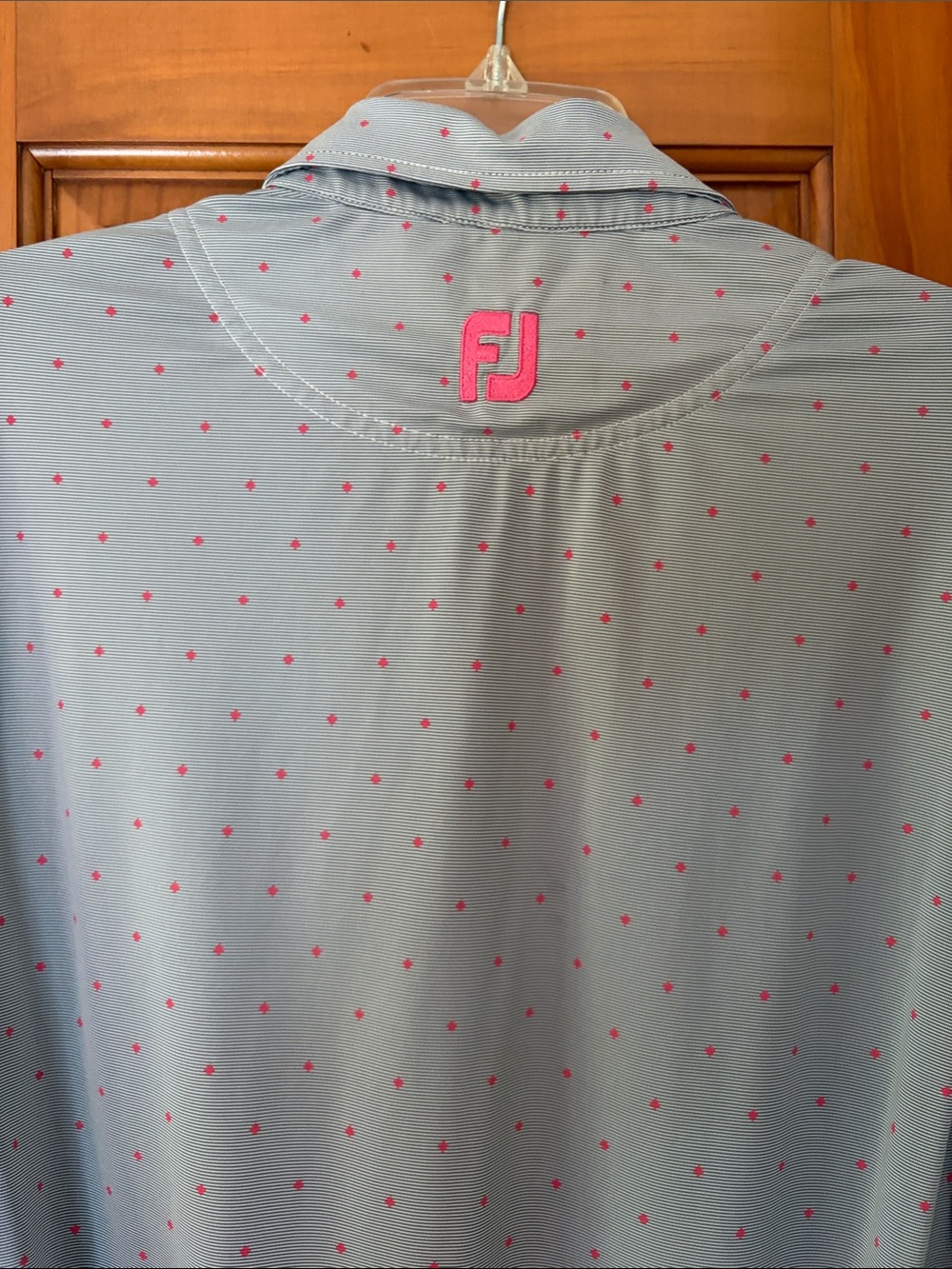 FootJoy Light Blue Polo with Pink Dot Motif